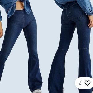 Free People Dark Wash Flare Penny Pull On Jeans Size 28